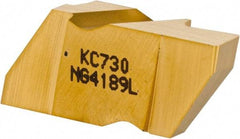 Kennametal - 4189NG Grade KC730, 4.8mm Cutting Width Carbide Grooving Insert - 6.35mm Max Depth of Cut, Left Hand, 0.57mm Corner Radius, TiN Finish - Eagle Tool & Supply