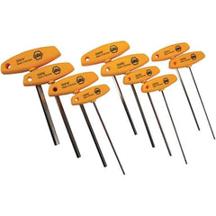 Wiha - 10 Piece, T-Handle Cushion Grip Hex Key Set - 3/32 to 3/8" Range, - Eagle Tool & Supply