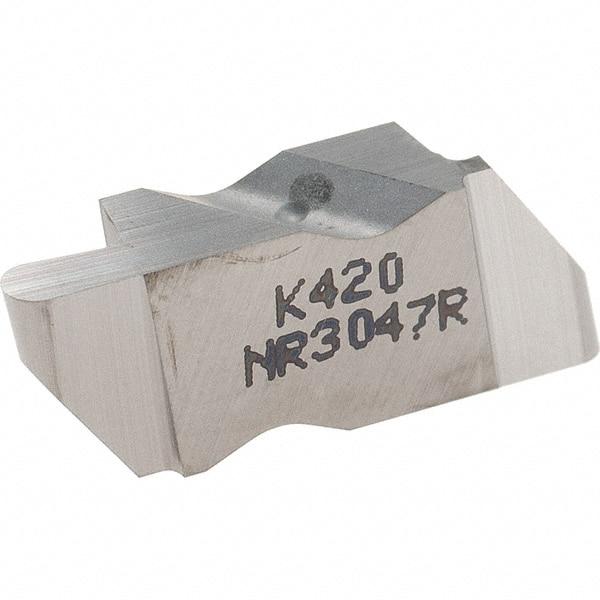 Kennametal - 3047NR Grade K420, 2.39mm Cutting Width Carbide Grooving Insert - 3.81mm Max Depth of Cut, Right Hand, 1.19mm Corner Radius, Uncoated - Eagle Tool & Supply