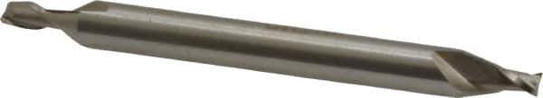 Interstate - 7/64", 5/32" LOC, 3/16" Shank Diam, 2" OAL, 2 Flute, High Speed Steel Square End Mill - Double End, Uncoated, Spiral Flute, 30° Helix, Centercutting, Right Hand Cut, Right Hand Flute - Eagle Tool & Supply