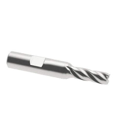 Interstate - 7mm, 11/16" LOC, 3/8" Shank Diam, 2-1/2" OAL, 4 Flute, Cobalt Square End Mill - Single End, Uncoated, Spiral Flute, 30° Helix, Centercutting, Right Hand Cut, Right Hand Flute - Eagle Tool & Supply
