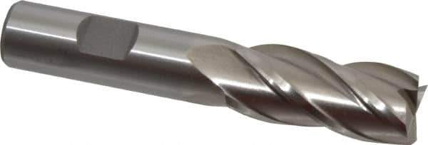 Interstate - 18mm, 1-5/8" LOC, 5/8" Shank Diam, 3-3/4" OAL, 4 Flute, Cobalt Square End Mill - Single End, Uncoated, Spiral Flute, 30° Helix, Centercutting, Right Hand Cut, Right Hand Flute - Eagle Tool & Supply