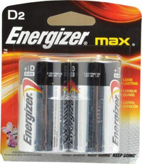 Energizer - Size D, Alkaline, 2 Pack, Standard Battery - 1.5 Volts, Flat Terminal, LR20, ANSI, IEC Regulated - Eagle Tool & Supply