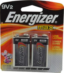 Energizer - Size 9V, Alkaline, 2 Pack, Standard Battery - 9 Volts, Miniature Snap Terminal, 6LR61, ANSI, IEC Regulated - Eagle Tool & Supply