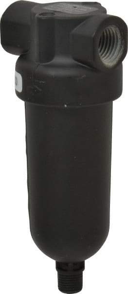 Norgren - 1/4" Port, 4-1/4" High x 1.63" Wide Miniature Filter with Metal Bowl, Automatic Drain - 24 SCFM, 250 Max psi, 150°F Max Temp, 1 oz Bowl Capacity - Eagle Tool & Supply