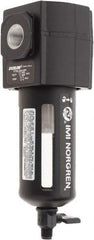 Norgren - 3/8" Port, 7.15" High x 2.68" Wide Intermediate Filter with Polycarbonate Bowl, Manual Drain - 65 SCFM, 150 Max psi, 125°F Max Temp, Modular Connection, Bowl Guard, 3.5 oz Bowl Capacity - Eagle Tool & Supply