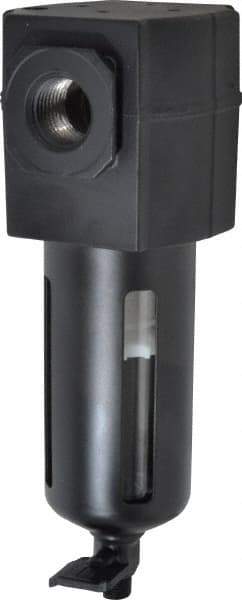 Norgren - 1/2" Port, 7.15" High x 2.68" Wide Intermediate Filter with Polycarbonate Bowl, Manual Drain - 69 SCFM, 150 Max psi, 125°F Max Temp, Modular Connection, Bowl Guard, 3.5 oz Bowl Capacity - Eagle Tool & Supply