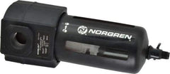 Norgren - 1/2" Port, 7.95" High x 3.15" Wide Standard Filter with Polycarbonate Bowl, Manual Drain - 140 SCFM, 150 Max psi, 125°F Max Temp, Modular Connection, Bowl Guard, 7 oz Bowl Capacity - Eagle Tool & Supply