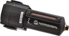 Norgren - 1/2" Port, 7.95" High x 3.15" Wide Standard Filter with Metal Bowl, Automatic Drain - 140 SCFM, 250 Max psi, 150°F Max Temp, Sight Glass Included, Modular Connection, 7 oz Bowl Capacity - Eagle Tool & Supply