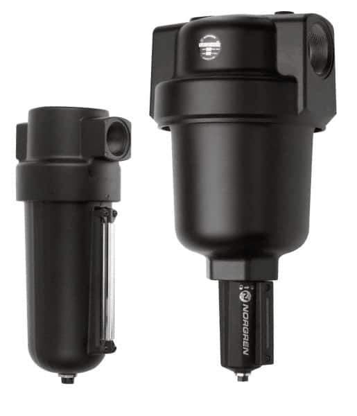 Norgren - 2" Port, 17.56" High x 8.22" Wide Heavy Duty Filter with Metal Bowl, Automatic Drain - 1,400 SCFM, 250 Max psi, 150°F Max Temp, Sight Glass Included, 7 oz Bowl Capacity - Eagle Tool & Supply
