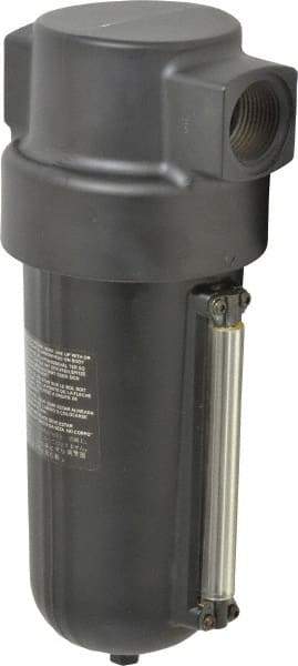 Norgren - 1" Port, 11.88" High x 4-3/4" Wide Heavy Duty Filter with Metal Bowl, Automatic Drain - 425 SCFM, 250 Max psi, 150°F Max Temp, Sight Glass Included, 32 oz Bowl Capacity - Eagle Tool & Supply