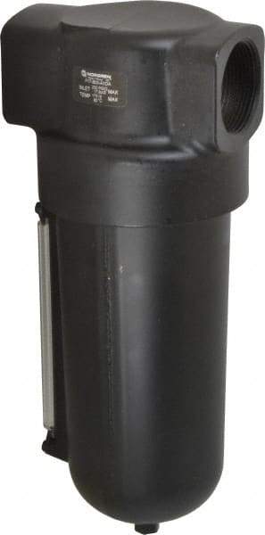 Norgren - 1-1/2" Port, 11.88" High x 4-3/4" Wide Heavy Duty Filter with Metal Bowl, Automatic Drain - 425 SCFM, 250 Max psi, 150°F Max Temp, Sight Glass Included, 32 oz Bowl Capacity - Eagle Tool & Supply