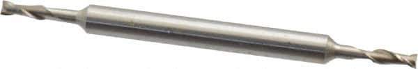 Interstate - 3/32", 9/32" LOC, 3/16" Shank Diam, 2-5/8" OAL, 2 Flute, High Speed Steel Square End Mill - Double End, Uncoated, Spiral Flute, 30° Helix, Centercutting, Right Hand Cut, Right Hand Flute - Eagle Tool & Supply