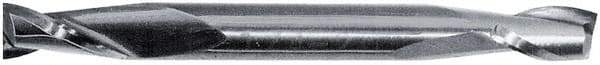 SGS - 7/16", 9/16" LOC, 7/16" Shank Diam, 2-3/4" OAL, 2 Flute, Solid Carbide Square End Mill - Double End, TiN Finish, Spiral Flute, 30° Helix, Centercutting, Right Hand Cut, Right Hand Flute, Series 15 - Eagle Tool & Supply