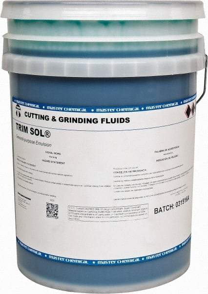 Master Fluid Solutions - Trim SOL, 5 Gal Pail Cutting & Grinding Fluid - Water Soluble, For Grinding, Turning - Eagle Tool & Supply