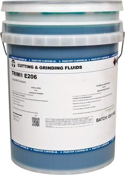 Master Fluid Solutions - Trim E206, 5 Gal Pail Cutting & Grinding Fluid - Water Soluble, For Gear Hobbing, Heavy-Duty Broaching, High Speed Turning - Eagle Tool & Supply