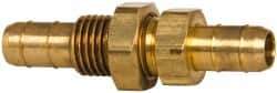 Parker - 1/4" Tube ID, Metal Barbed Bulkhead Tube Union - Brass, 3/8" Tube OD - Eagle Tool & Supply
