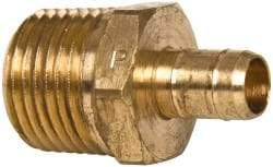 Parker - 3/8" Tube ID, 1/2-14 Thread, Metal Barbed Male Tube Connector - Brass, 1/2" Tube OD - Eagle Tool & Supply