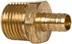 Parker - 3/8" Tube ID, 1/2-14 Thread, Metal Barbed Male Tube Connector - Brass, 1/2" Tube OD - Eagle Tool & Supply