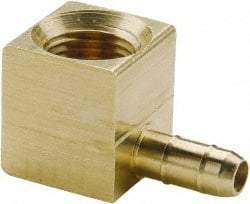 Parker - 11/64" Tube ID, 1/8-27 Thread, Metal Barbed Female Tube Elbow - Brass, 1/4" Tube OD - Eagle Tool & Supply