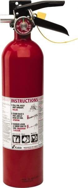 Kidde - 2.6 Lb, 1-A:10-B:C Rated, Dry Chemical Fire Extinguisher - 3-1/4" Diam x 15" High, 100 psi, 15' Discharge in 12 sec, Rechargeable, Seamless Aluminum Cylinder - Eagle Tool & Supply
