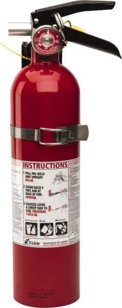 Kidde - 2.6 Lb, 1-A:10-B:C Rated, Dry Chemical Fire Extinguisher - 3-1/4" Diam x 15" High, 100 psi, 15' Discharge in 12 sec, Rechargeable, Seamless Aluminum Cylinder - Eagle Tool & Supply