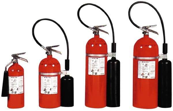 Kidde - 20 Lb, 10-B:C Rated, Carbon Dioxide Fire Extinguisher - 8" Diam x 26" High, 850 psi, 8' Discharge in 17 sec, Rechargeable, Aluminum Cylinder - Eagle Tool & Supply