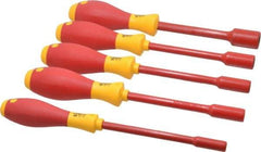 Wiha - 5 Piece 7/32 to 1/2" Insulated Nutdriver Set - Solid Shaft - Eagle Tool & Supply