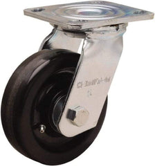 Hamilton - 5" Diam x 1-1/2" Wide x 6-1/2" OAH Top Plate Mount Swivel Caster - Phenolic, 550 Lb Capacity, Straight Roller Bearing, 4 x 4-1/2" Plate - Eagle Tool & Supply