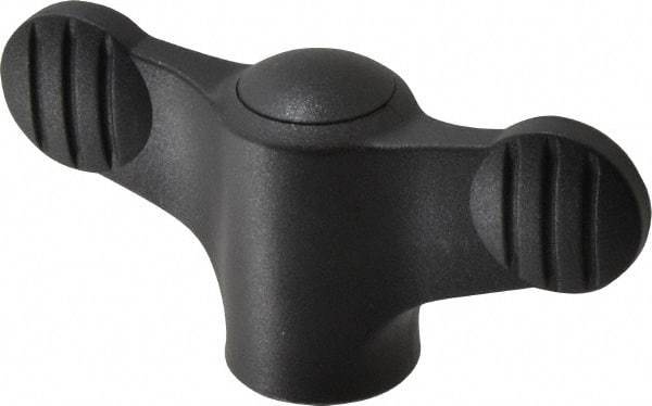 KIPP - 5/16-18 Hole Thread, 2.95" Head Length, Thermoplastic, Tapped Bar / Wing Knob - 0.55" Hole Depth, 1.38" Hub Diam, 0.65" Hub Height, Black - Eagle Tool & Supply