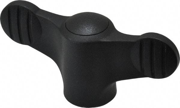 KIPP - 3/8-16 Hole Thread, 2.95" Head Length, Thermoplastic, Tapped Bar / Wing Knob - 0.55" Hole Depth, 1.38" Hub Diam, 0.65" Hub Height, Black - Eagle Tool & Supply