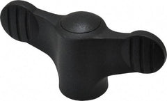 KIPP - 3/8-16 Hole Thread, 2.95" Head Length, Thermoplastic, Tapped Bar / Wing Knob - 0.55" Hole Depth, 1.38" Hub Diam, 0.65" Hub Height, Black - Eagle Tool & Supply