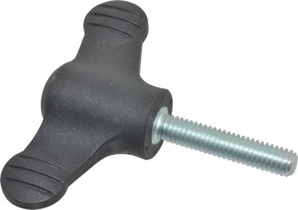 KIPP - 2.95" Head Length, Thermoplastic, Threaded Stem Bar / Wing Knob - 1.38" Hub Diam, 0.65" Hub Height, Black - Eagle Tool & Supply