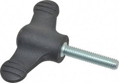 KIPP - 2.95" Head Length, Thermoplastic, Threaded Stem Bar / Wing Knob - 1.38" Hub Diam, 0.65" Hub Height, Black - Eagle Tool & Supply
