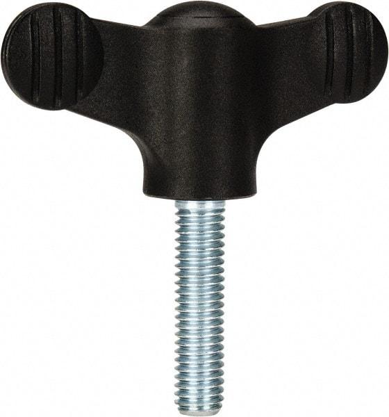 KIPP - 2.95" Head Length, Thermoplastic, Threaded Stem Bar / Wing Knob - 1.38" Hub Diam, 0.65" Hub Height, Black - Eagle Tool & Supply