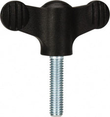KIPP - 2.95" Head Length, Thermoplastic, Threaded Stem Bar / Wing Knob - 1.38" Hub Diam, 0.65" Hub Height, Black - Eagle Tool & Supply