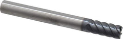 SGS - 1/2", 1-3/32" LOC, 1/2" Shank Diam, 4-1/2" OAL, 6 Flute, Solid Carbide Square End Mill - Single End, AlTiN Finish, Spiral Flute, 45° Helix, Centercutting, Right Hand Cut, Right Hand Flute, Series 57 - Eagle Tool & Supply