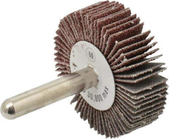 Camel Grinding Wheels - 1-1/2" Diam x 1/2" Face Width, Medium Aluminum Oxide Coated Mounted Flap Wheel - 1/4" Shank Mount, 60 Grit, 30,000 Max RPM - Eagle Tool & Supply