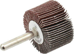Camel Grinding Wheels - 1-1/2" Diam x 1" Face Width, Medium Aluminum Oxide Coated Mounted Flap Wheel - 1/4" Shank Mount, 60 Grit, 30,000 Max RPM - Eagle Tool & Supply