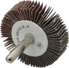 Camel Grinding Wheels - 2" Diam x 1/2" Face Width, Medium Aluminum Oxide Coated Mounted Flap Wheel - 1/4" Shank Mount, 60 Grit, 25,000 Max RPM - Eagle Tool & Supply