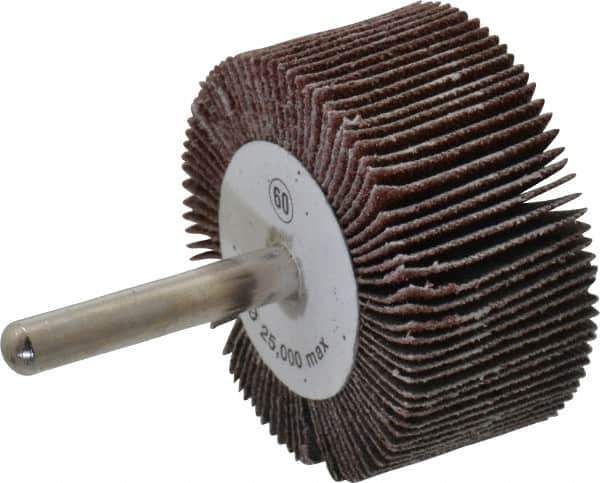 Camel Grinding Wheels - 2" Diam x 1" Face Width, Medium Aluminum Oxide Coated Mounted Flap Wheel - 1/4" Shank Mount, 60 Grit, 25,000 Max RPM - Eagle Tool & Supply