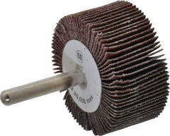 Camel Grinding Wheels - 2" Diam x 1" Face Width, Medium Aluminum Oxide Coated Mounted Flap Wheel - 1/4" Shank Mount, 60 Grit, 25,000 Max RPM - Eagle Tool & Supply
