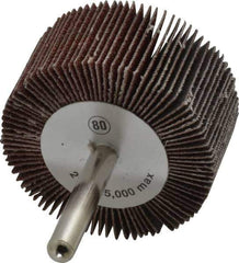 Camel Grinding Wheels - 2" Diam x 1" Face Width, Medium Aluminum Oxide Coated Mounted Flap Wheel - 1/4" Shank Mount, 80 Grit, 25,000 Max RPM - Eagle Tool & Supply