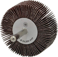 Camel Grinding Wheels - 2-1/2" Diam x 1" Face Width, Medium Aluminum Oxide Coated Mounted Flap Wheel - 1/4" Shank Mount, 60 Grit, 23,000 Max RPM - Eagle Tool & Supply