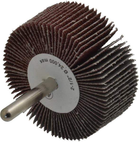 Camel Grinding Wheels - 2-1/2" Diam x 1" Face Width, Medium Aluminum Oxide Coated Mounted Flap Wheel - 1/4" Shank Mount, 80 Grit, 23,000 Max RPM - Eagle Tool & Supply
