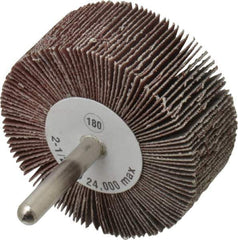 Camel Grinding Wheels - 2-1/2" Diam x 1" Face Width, Very Fine Aluminum Oxide Coated Mounted Flap Wheel - 1/4" Shank Mount, 180 Grit, 23,000 Max RPM - Eagle Tool & Supply