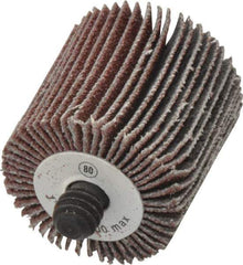 Camel Grinding Wheels - 1" Diam x 1" Face Width, Medium Aluminum Oxide Coated Mounted Flap Wheel - 1/4-20 Threaded Mount, 80 Grit, 30,000 Max RPM - Eagle Tool & Supply