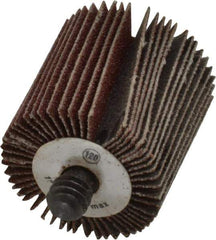Camel Grinding Wheels - 1" Diam x 1" Face Width, Fine Aluminum Oxide Coated Mounted Flap Wheel - 1/4-20 Threaded Mount, 120 Grit, 30,000 Max RPM - Eagle Tool & Supply