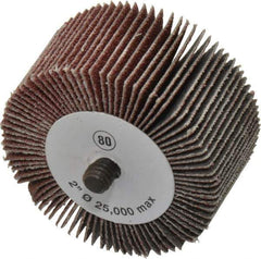 Camel Grinding Wheels - 2" Diam x 1" Face Width, Medium Aluminum Oxide Coated Mounted Flap Wheel - 1/4-20 Threaded Mount, 80 Grit, 25,000 Max RPM - Eagle Tool & Supply