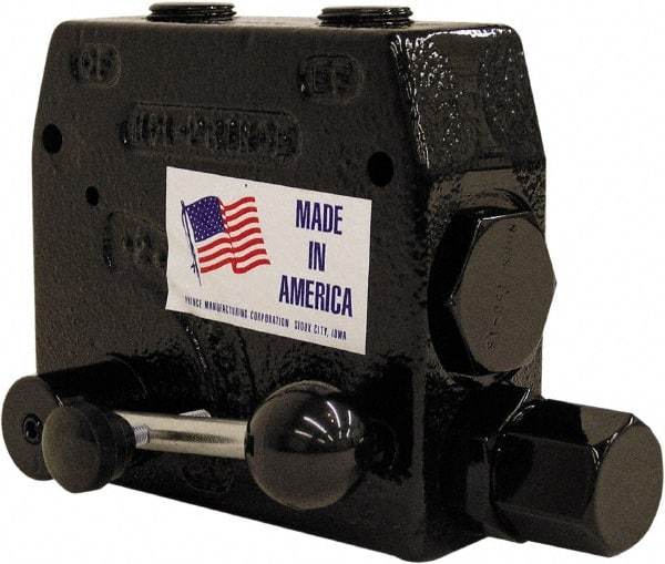 Prince - 30 GPM 1/2 Inlet Cast Iron Hydraulic Control Valve - 4-1/8" High x 4-5/8" Wide x 3-11/32" Long - Eagle Tool & Supply